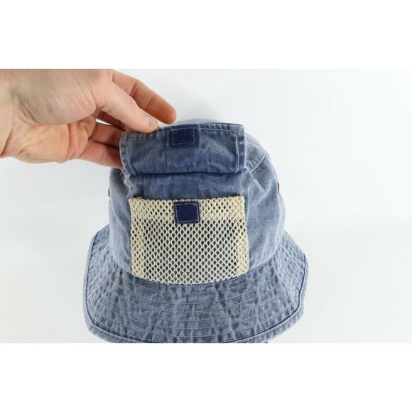 Vintage 90s Streetwear Womens Faded Stonewashed Floral Bucket Boonie Hat Cap XL